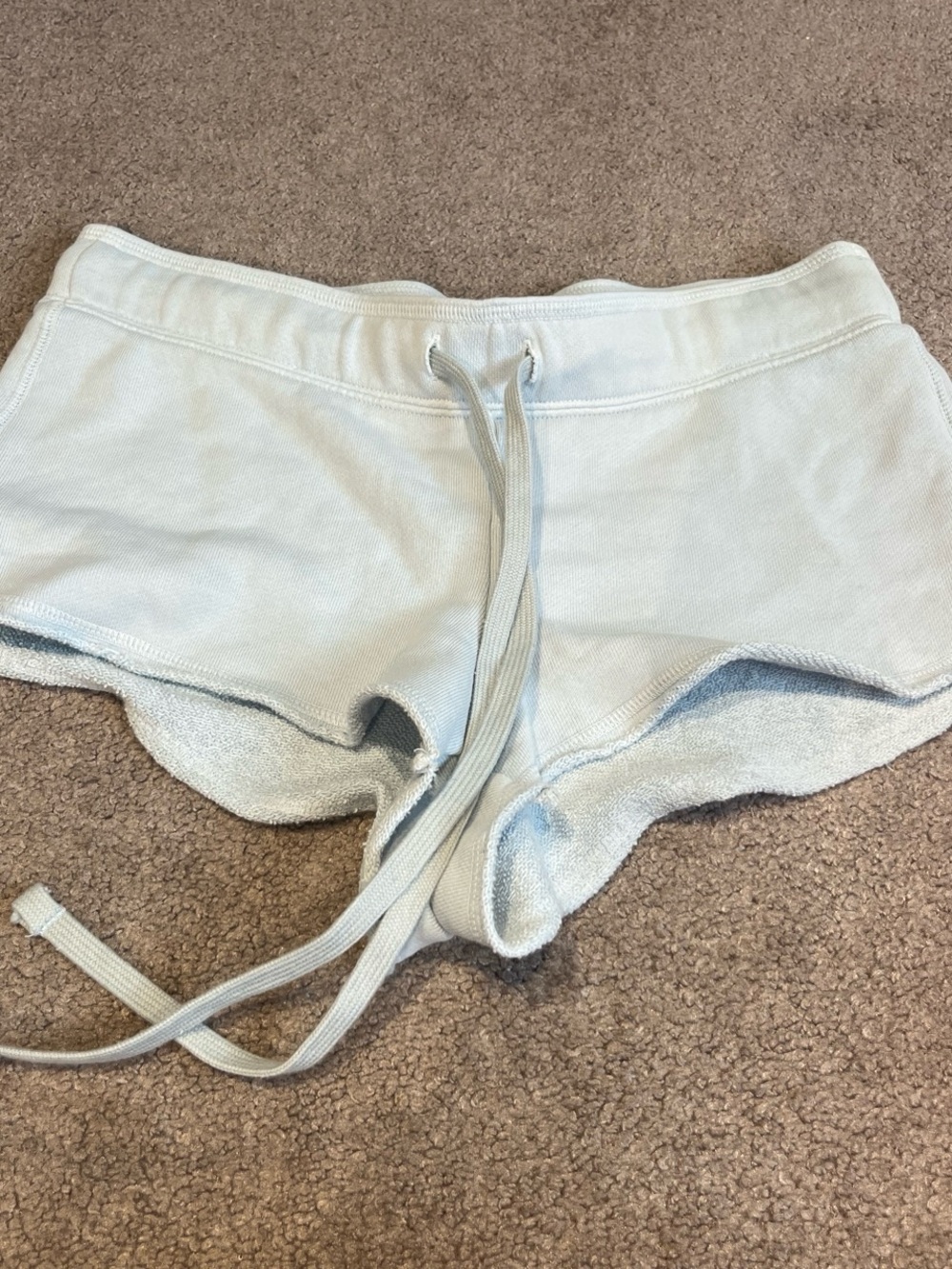 SKIMS Women's Light Blue Terry Lounge Shorts with Drawstring